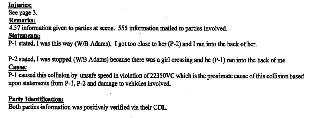Reading Police Accident Report - Step 3